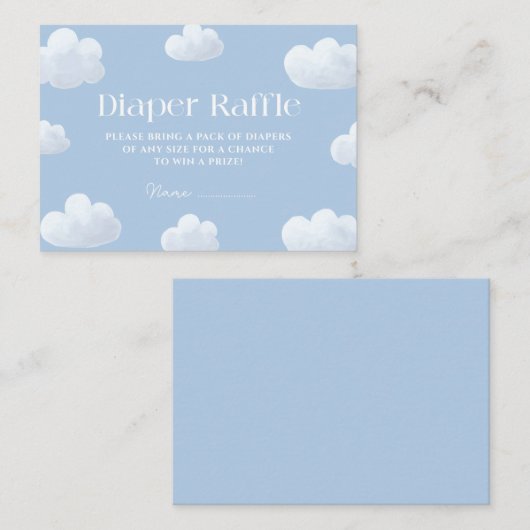 Cloud Nine Blue Baby Duwer Diaper Raffle Begleitkarte (Vorne/Hinten)