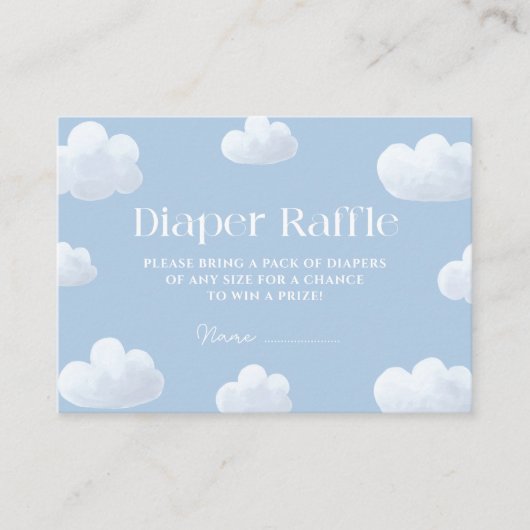 Cloud Nine Blue Baby Duwer Diaper Raffle Begleitkarte (Vorderseite)