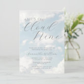 Cloud Nine Blue Cloudy Sky Modernes Brautparty Einladung (Stehend Vorderseite)