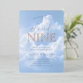 Cloud Nine Blue Sky Clouds Brautparty Folieneinladung (Stehend vorne)