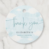 Cloud Nine Blue und White Brautparty vielen Dank Geschenkanhänger (Vorderseite)