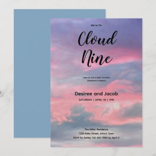 Cloud Nine Boy Baby Shower Invitations Einladung (Vorne/Hinten)