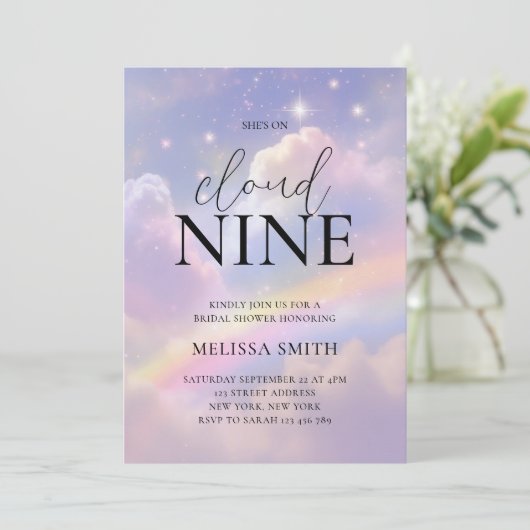 Cloud Nine Brautparty Einladung (Stehend Vorderseite)