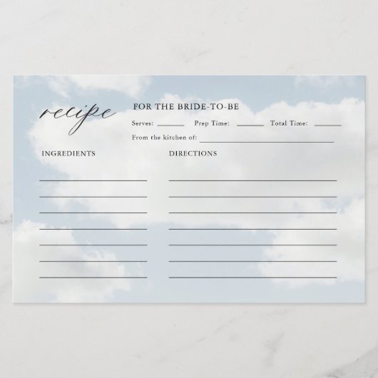 "Cloud Nine Brautparty Reciards" (Vorderseite)