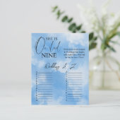 Cloud Nine Calligraphy Blue Brautparty Game (Stehend Vorderseite)