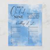 Cloud Nine Calligraphy Blue Brautparty Game (Vorderseite)