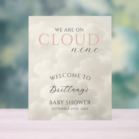 Cloud Nine Clouds Baby Shower Begrüßung Acrylschild (Neutral)