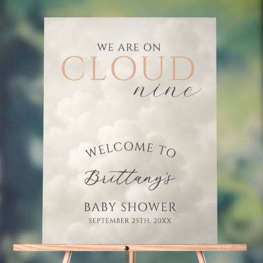 Cloud Nine Clouds Baby Shower Welcome Acrylschild (Neutral)