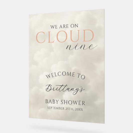 Cloud Nine Clouds Baby Shower Welcome Acrylschild (Winkel)