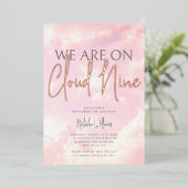 Cloud Nine Clouds Sky Baby Shower Foil Einladung (Stehend vorne)