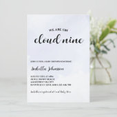 Cloud Nine Clouds Sky Minimalistisch Baby Dusche Einladung (Stehend Vorderseite)