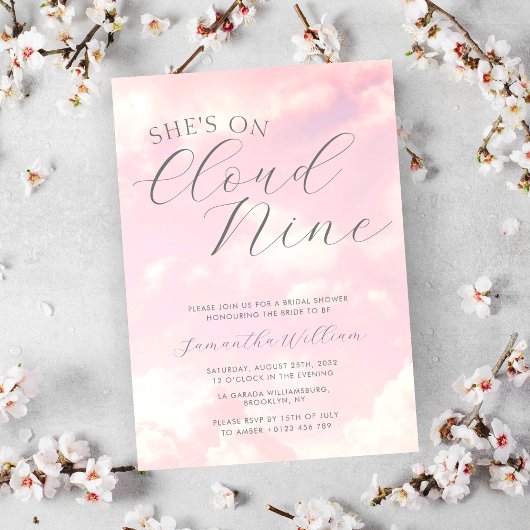 Cloud Nine Cloudy Sky Minimalistisches Brautparty Einladung