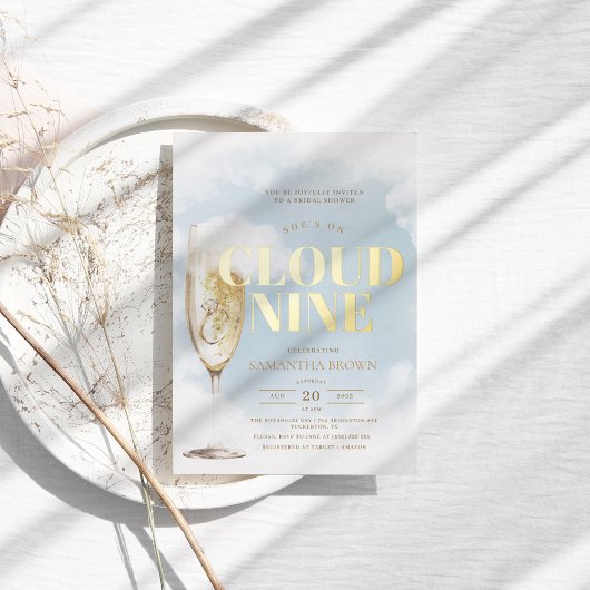 Cloud Nine Elegant Brautparty Folieneinladung