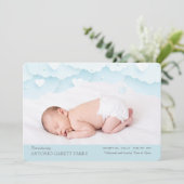 Cloud Nine Foto Birth Ankündigung Blue (Stehend Vorderseite)