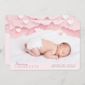 Cloud Nine Foto Geburtsankündigung Rosa Ankündigung (Vorne/Hinten)
