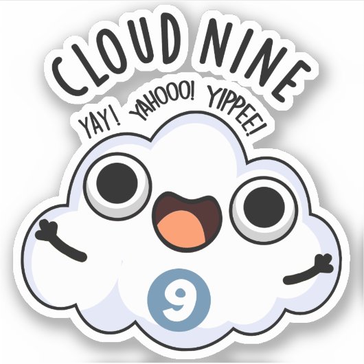 Cloud Nine Funny Weather Puff Aufkleber (Vorderseite)