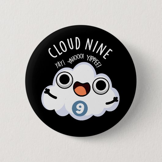 Cloud Nine Funny Weather Puff Dark BG Button (Vorderseite)