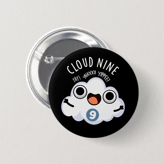 Cloud Nine Funny Weather Puff Dark BG Button (Vorne & Hinten)