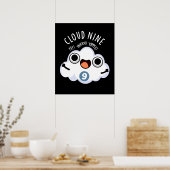 Cloud Nine Funny Weather Puff Dark BG Poster (Küche)
