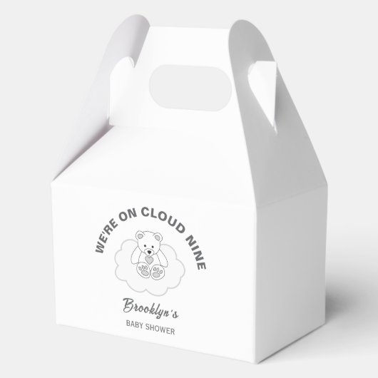 Cloud Nine Gender Neutral Baby Shower Teddy Bär Geschenkschachtel (Vorderseite)