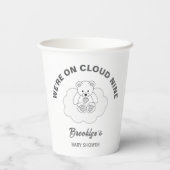 Cloud Nine Gender Neutral Baby Shower Teddy Bär Pappbecher (Rückseite)