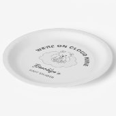 Cloud Nine Gender Neutral Baby Shower Teddy Bär Pappteller (Schrägansicht)