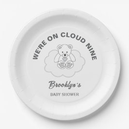 Cloud Nine Gender Neutral Baby Shower Teddy Bär Pappteller