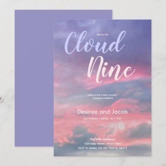 Cloud Nine geschlechtsneutrale Babyshower-Einladun Einladung (Vorne/Hinten)