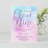 Cloud Nine Girl Baby Dusche Einladung. Einladung (Stehend Vorderseite)