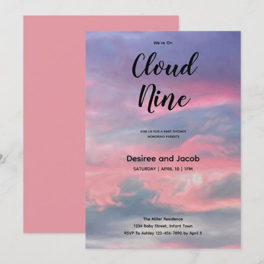 Cloud Nine Girl Baby Shower Invitations Einladung (Vorne/Hinten)