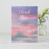 Cloud Nine Girl Pink Blue Baby Shower Invitations Einladung (Stehend Vorderseite)