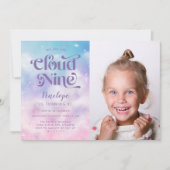 Cloud Nine Girls 9. Geburtstags-Foto Einladung (Vorderseite)
