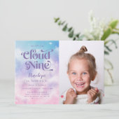 Cloud Nine Girls 9. Geburtstags-Foto Einladung (Stehend Vorderseite)