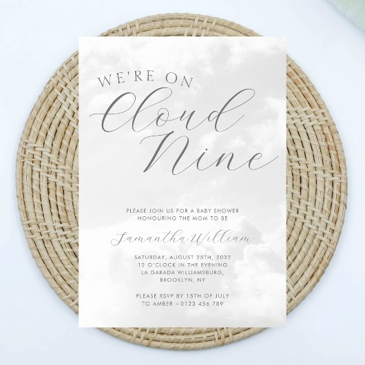 Cloud Nine Gray Gender Neutral Baby Shower Einladung