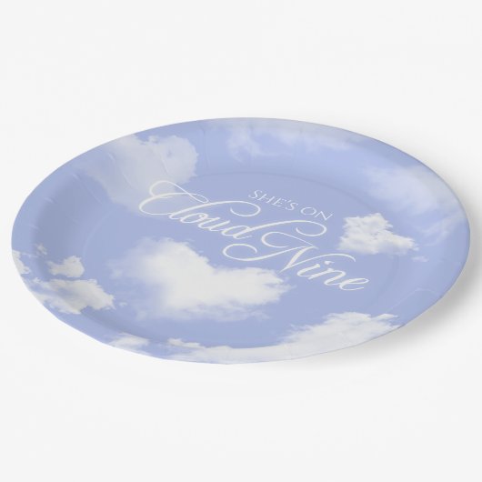 Cloud Nine Heart Clouds Blue Sky Brautparty Pappteller (Schrägansicht)
