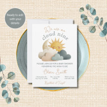 Cloud Nine Himmlische Babyparty-Einladung