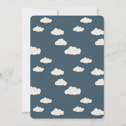 Cloud Nine Modern Blue Sky Baby Dusche Einladung (Rückseite)