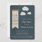 Cloud Nine Modern Blue Sky Baby Dusche Einladung (Vorderseite)