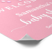 Cloud Nine Modern Pink Girl Baby Dusche Begrüßung Poster (Ecke)