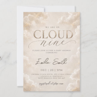 Cloud Nine Neutrales Beige-Baby-Shower Einladung
