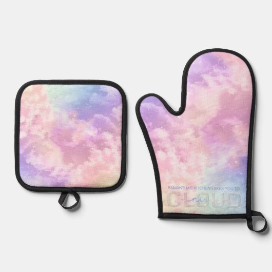 Cloud Nine Oven Mitt & Pot Holder Set - Regenbogen (Vorderseite)