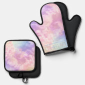 Cloud Nine Oven Mitt & Pot Holder Set - Regenbogen (Vorderseite/Rückseite)