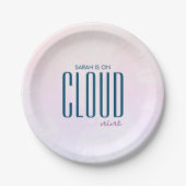 Cloud Nine Pastel Minimalistisch Modernes Brautpar Pappteller (Vorderseite)