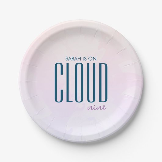 Cloud Nine Pastel Minimalistisch Modernes Brautpar Pappteller (Vorderseite)