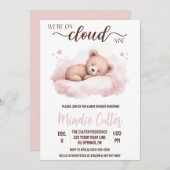Cloud Nine, Pink Sleeping Teddy Bear Baby Dusche Einladung (Vorne/Hinten)