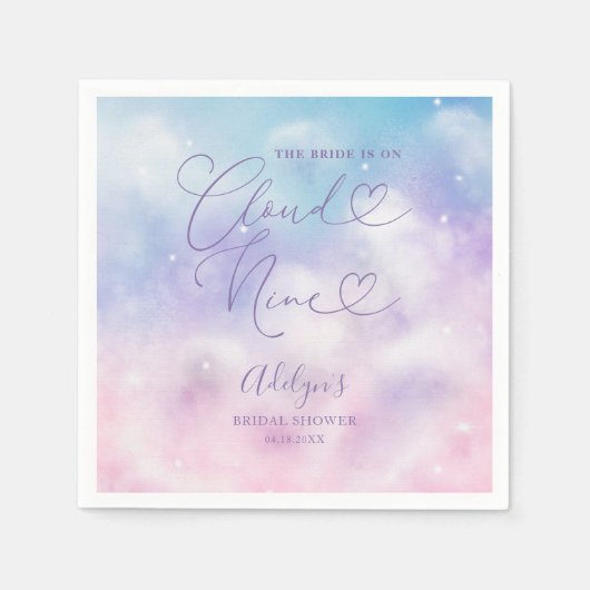 Cloud Nine Pink und Lila Sky Brautparty Serviette (Vorderseite)