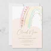 Cloud Nine Rainbow Birthday Einladung (Vorderseite)