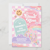 Cloud Nine Retro Groovy Daisy 9th Birthday Invitat Einladung (Vorderseite)