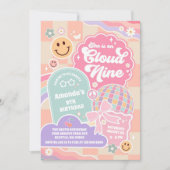 Cloud Nine Retro Groovy Daisy 9th Birthday Invitat Einladung (Vorderseite)
