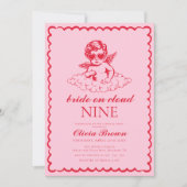 Cloud Nine Retro Hand Drawing Brautparty Einladung (Vorderseite)